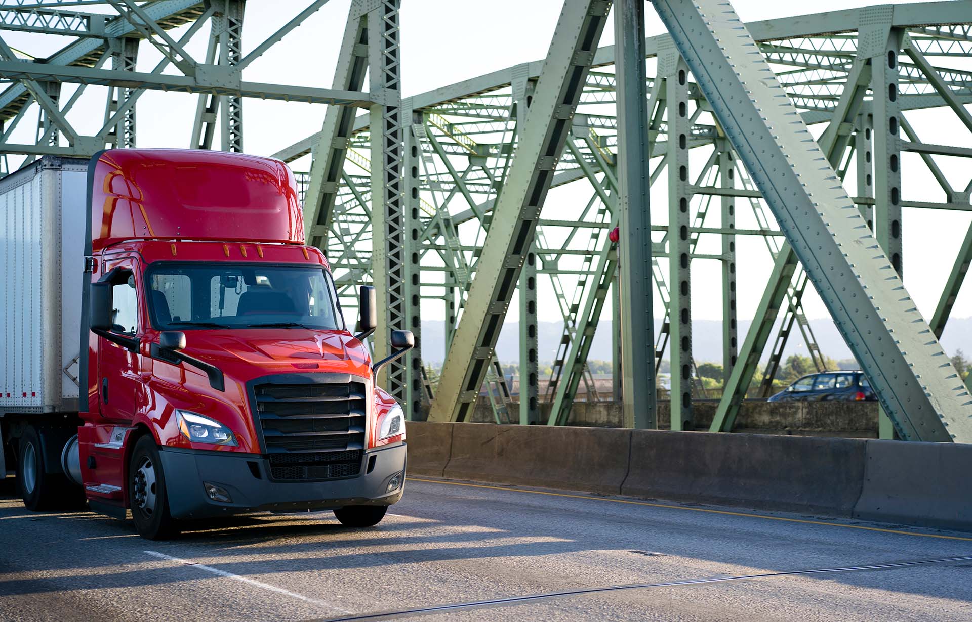 Truck Driving on Bridge